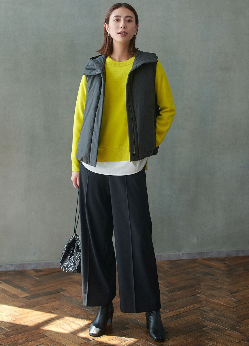 霧光挺絲絨感長寬褲